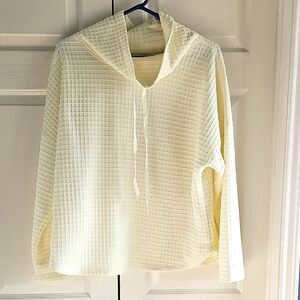 NWT Max Studio Funnel Neck Waffle Knit Drawstring Pullover IVORY X-Large
